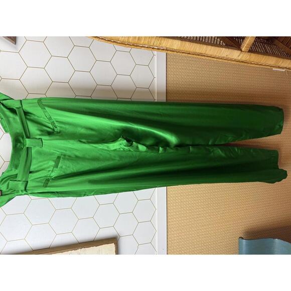 L'AGENCE Bobby Silk Wide Leg Green Paperbag Pant - Size - 4 - Picture 3 of 6